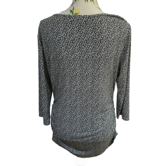 Tahari Leopard Print Ruched Top - Picture 2 of 8